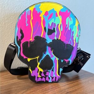Loungefly Howl-O-Scream Neon Drip Skull Crossbody Bag